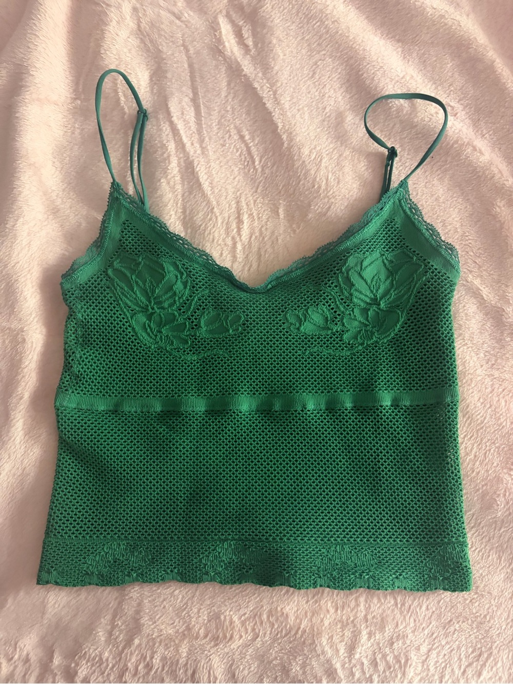 Anthropologie Green Lace Mesh Tank Top